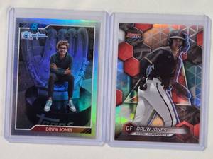lot 85 image: Lot of 2 Dru Jones Rookie Refractors Bowmans Best No. TP-8 & Bowman 92RJ-2 by Randy Johnson