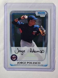 lot 89 image: Jorge Polanco 2011 1st Bowman Chrome No. BCP159