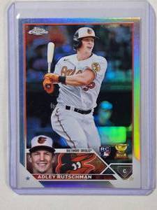 lot 93 image: Adley Rutschman Rookie 2023 Topps Chrome Refractor No. 1