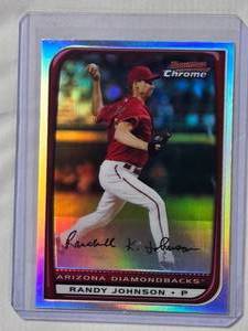 lot 115 image: Randy Johnson 2008 Bowman Chrome Refractor No. 175