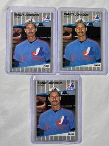lot 125 image: Lot of 3 Randy Johnson Rookie 1989 Fleer No. 381