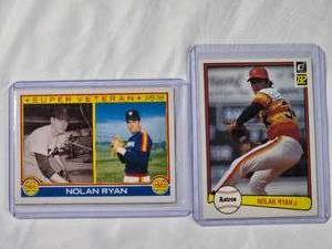 lot 129 image: Lot of 2 Nolan Ryan 1983 O-Pee-Chee Super Vet No. 361 & 1982 Donruss No. 419