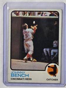 lot 162 image: Johnny Bench 1973 Topps No. 380 Vintage Baseball Card