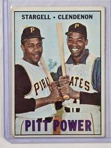 lot 167 image: 1967 Pitt Power Stargell and Clendenon Topps No. 266 Vintage Baseball Card
