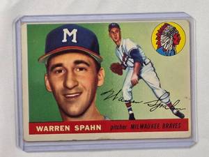 lot 171 image: Warren Spahn 1955 Topps No. 31 Vintage Baseball Card