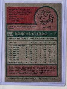lot 174 image: Rich Goose Gossage 1975 Topps No. 554 Vintage Baseball Card
