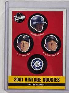 lot 200 image: Ichiro Suzuki, Ryan Franklin, Ryan Christianson 2001 Upper Deck Vintage Rookies No. 346