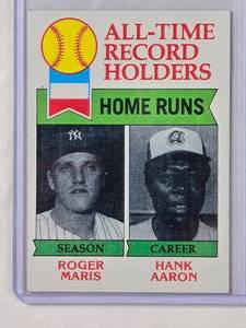 lot 220 image: All Time Record Holders Home Runs Roger Maris & Hank Aaron 1979 Topps No. 413