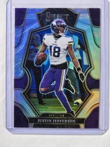 lot 242 image: Justin Jefferson 2022 Panini Select Silver Prizm No. 163