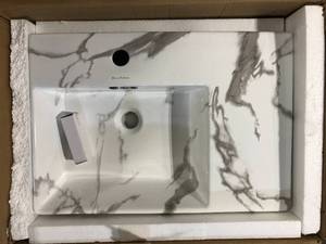 Swiss Madison St. Tropez 24 in. Left Side Faucet Wall-Mount Bathroom Sink in White Marble  Customer Returns See Pictures