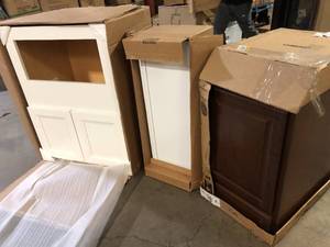 Lot of Assorted Kitchen Cabinets Various Models and Conditions   Customer Returns See Pictures