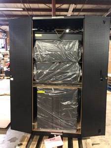 Husky 4-Piece Heavy Duty Welded Steel Garage Storage System in Black (92 in. W x 81 in. H x 24 in. D) Damaged Customer Returns See Pictures