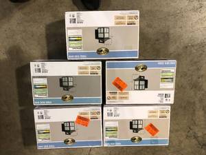Lot of  Hampton Bay 8 in. Black LED Outdoor Wall Light Fixture with Frosted Textured Glass (2-Pack) Customer Returns See Pictures