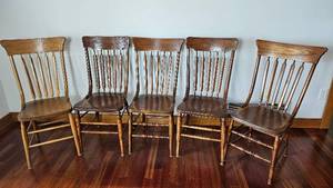 lot 37 image: Sert of 5 Vintage High Back Dining Chairs