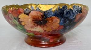 lot 4 image: T & V Limoges Hand Painted Grapes Heavy Gold Trim Bowl 14 diameter, 6.25  H