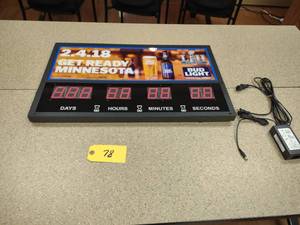 lot 78 image: Superbowl 53 Count Down Clock29x18,...