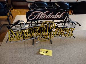 lot 24 image: Michelob Amber Boch Neon Sign, Need...