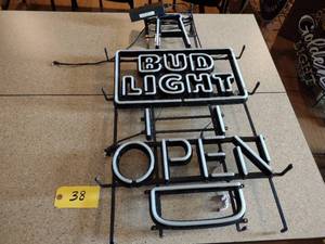lot 38 image: Bud Light Open LED Light, Needs Pow...