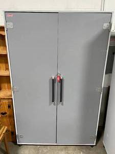lot 3 image: Coleman Gray 2 Door 6 Shelf Storage Cabinet