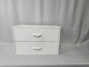 lot 62 image: White Two Drawer Countertop Storage Cabinet