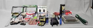 lot 14 image: Grab Bag of ToolsHardware Inc Jar of Zip Ties, Gloves, Misc Tools, Safety Glasses, ETC