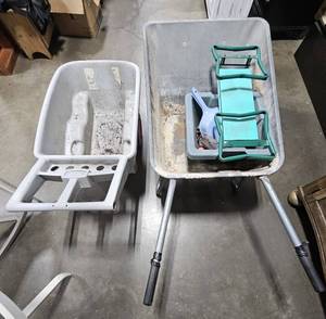 lot 15 image: Two Wheel Barrels & A Garden Bench