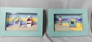 lot 160 image: 3 Beach Frames w Sand 5x7, Lorus Mickey Mouse Watch, Candle in Beaded Holder, Winnie the Pooh Organizer in Pkg