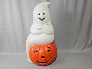 lot 123 image: Halloween Light Up Blow Mold - Ghost and Pumpkin - untested