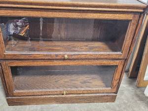 lot 130 image: 2 Shelve Barrister Case (top door does not stay on trackmissing siderail)