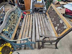 lot 132 image: Wooden and Metal Outdoor Benches