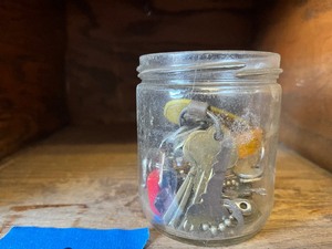 locks, keys, milk glass
