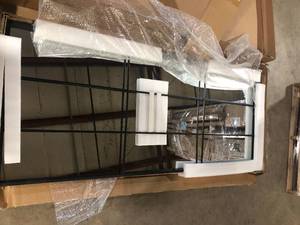 lot 16 image: Home Decorators Collection Oversized Black Metal Frame Windowpane Classic Floor Mirror (70 in. H x 29 in. W)  Customer Returns See Pictures