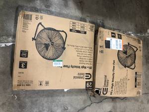 lot 45 image: Lot of Commercial Electric 20 in. 3-Speed High Velocity Floor Fan Customer Returns See Pictures