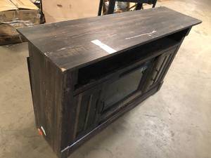 lot 3 image: SAUDER 60 in. W Carbon Oak Rectangle Engineered Wood TV Console with Fireplace. Customer Returns See Pictures