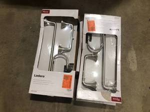 lot 37 image: Lot of 2 Pfister Ladera 3-Piece Bath Hardware Set w Towel Ring, Toilet Paper Holder and 18 in. Towel Bar in Spot Defense Brushed Nickel Customer Returns See Pictures