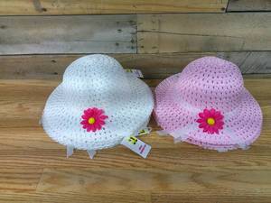 lot 13 image: Lot of 11 Girls Garden Hats-Pink & White