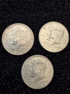 lot 93 image: Lot of 3 1967 Kennedy Half Dollars