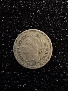 lot 130 image: 1869 Three Cent Nickel