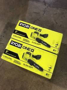 Lot of 2 RYOBI ONE 18V 8 in. Battery Pruning Chainsaw with 2.0 Ah Battery and Charger  Customer Returns See Pictures