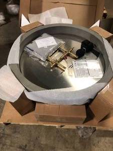 Pompton 42 in. Round Concrete Composite Natural Gas Fire Pit in Shade with Vinyl Cover by JENSEN CO   Customer Returns See Pictures