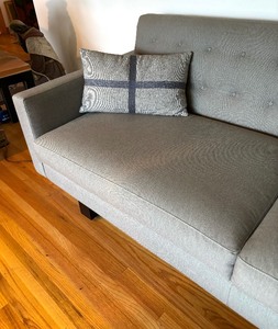 lot 22 image: Room and Board Upholstered Neutral Colored Sofa