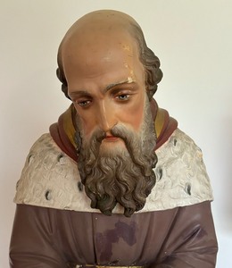 lot 95 image: Vintage Wise Man Kneeling Ceramic  Plaster Sculpture