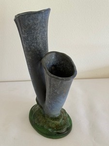 lot 13 image: Vintage Weller Pottery Blue Sydonia Double Vase