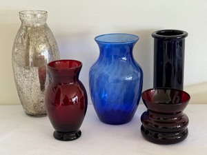 lot 68 image: Variety of Decorative Vintage Vases including a Mercury Style West Elm Glass Vase & Dansk Vase