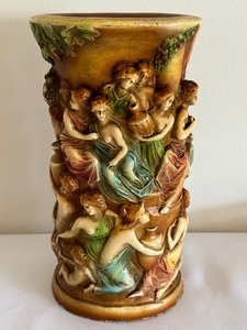 lot 58 image: Vintage Chalkware Bacchanalia Vase