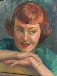 lot 151 image: Vintage Original on Board Framed Portrait Painting