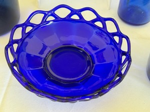 lot 136 image: Variety of Vintage Cobalt Blue Glassware including a West Germany Cobalt Blue Candle Holder