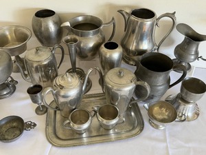 lot 113 image: Large Variety of Vintage Pewter Items