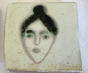 lot 114 image: Fun, Whimsical Decorative Portrait Painted Tiles
