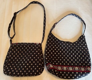 lot 203 image: Set of 2 Vintage Vera Bradley Black Floral Bags
